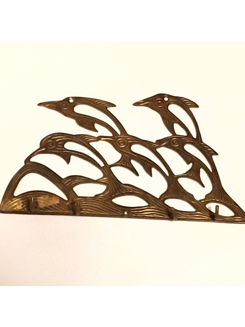 BEAUTIFUL BRASS DOLPHIN POD Coat Hook
